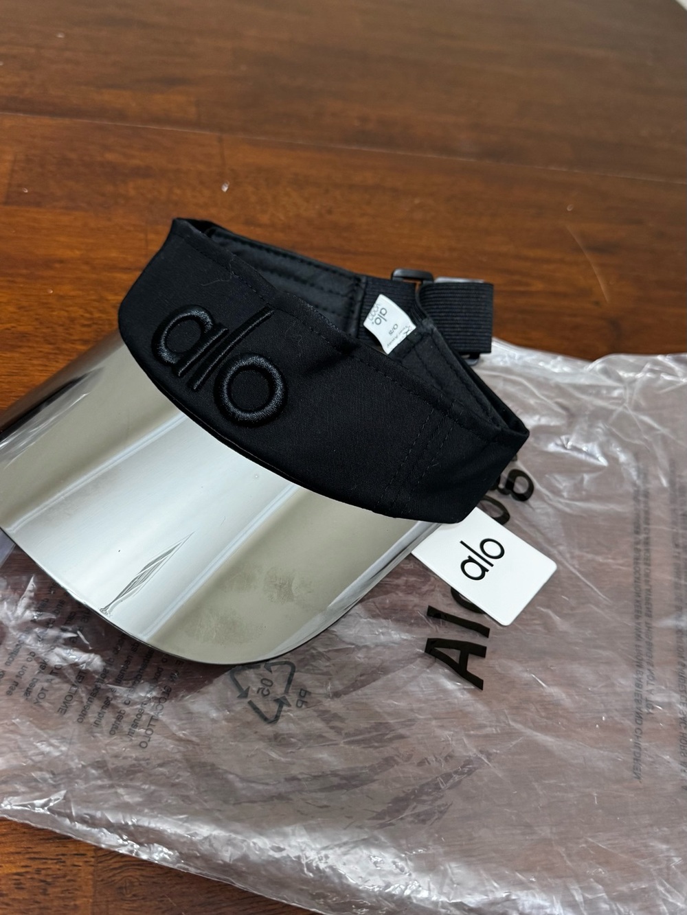 ALO Yoga Black Visor with Silver Reflective Brim